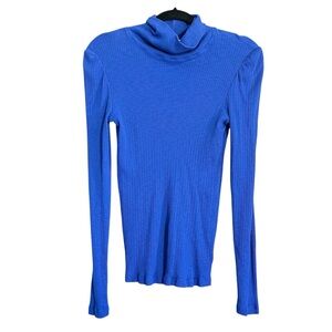 Sundry Women’s Modal Blend Ribbed Turtleneck in Royal Blue size Large